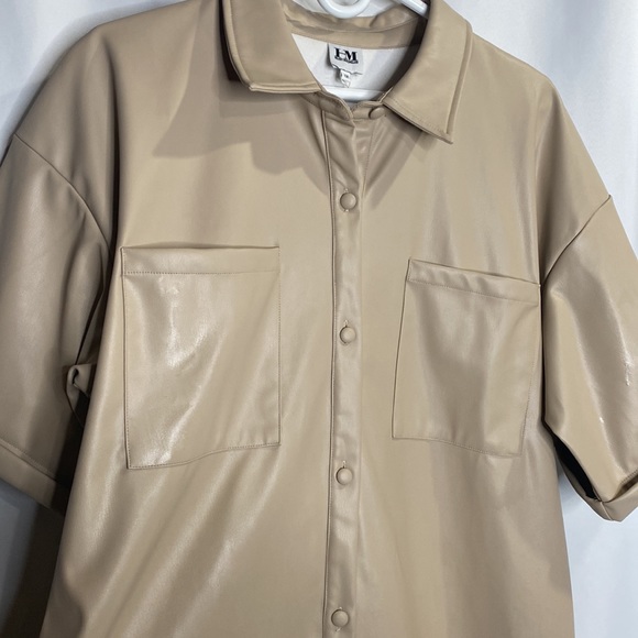 NWOT Vegan Leather Pleated Hem Dress - Hilary Macmillan sz X1 - Picture 3 of 9